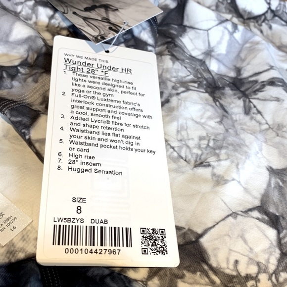 Lululemon Wunder Under HR Dual Shibori FO Luxtreme 28" Antique White Baltic Grey - Picture 5 of 5